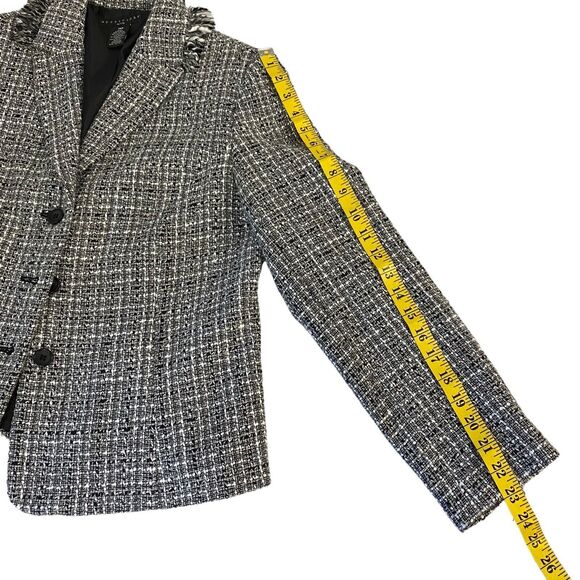 Apostrophe Blazer Womens PS Gray Black Tweed Work Office Casual Jacket Old Money - Picture 12 of 15